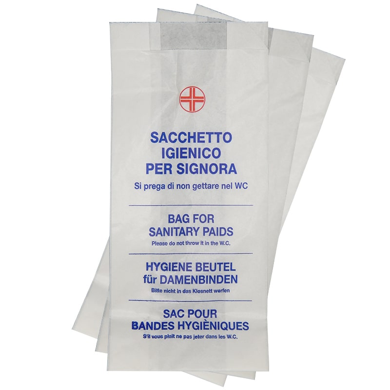 100 Sacchetti Igienici Carta per Assorbenti 28,5x12 cm Bagni Pubblici WC